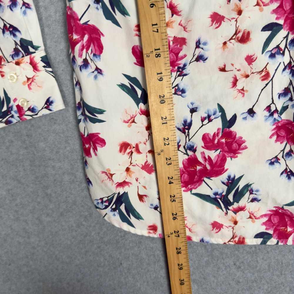 Lands End Women's 8 Floral Print Supima Cotton Button Down Shirt Long Sleeve - Picture 6 of 10